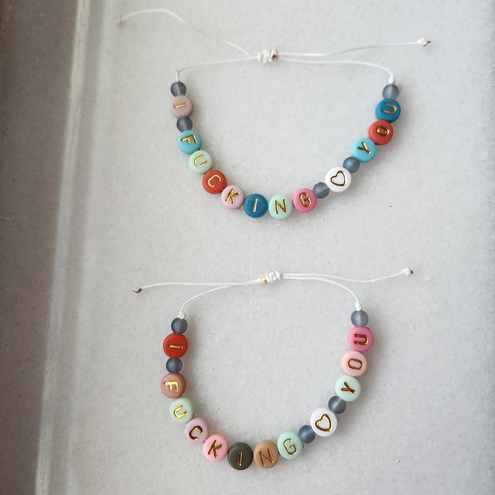 2 "I fcking love you" round letter beads bracelets friendship bracelet couples